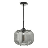1 Light Pendant Black And Smoked Glass
