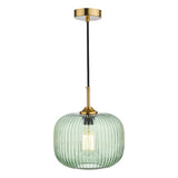 DEM0124 1 Light Pendant Green Glass Bronze Detail