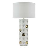 Table Lamp Gloss White Gold With Shade