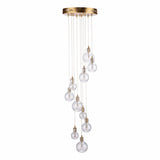 10 Light Cluster Pendant Brass & Glass
