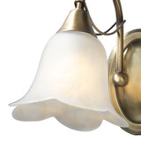 Double Wall Bracket Antique Brass Complete With Alabaster Glass