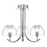 DUA5350 3 Light Semi Flush Polished Chrome & Glass