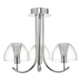 3 Light Semi Flush Polished Chrome & Glass