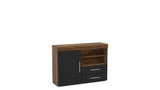1 Door 2 Drawer Sideboard Walnut & Black