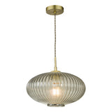 EDM0175 1 Light Pendant Smoked Glass Antique Brass Detail