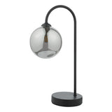 1 Light Touch Table Lamp Matt Black Smoked Glass