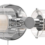 Bathroom 2 Light Wall Light Polished Chrome Glass Ip44