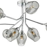 9 Light Semi Flush Polished Chrome & Glass