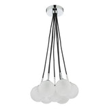 7 Light Cluster Pendant Polished Chrome Opal Glass