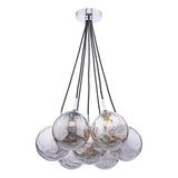 ELP342-10 7 Light Cluster Pendant Polished Chrome Smoked Dimpled 150Mm Glass
