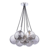 7 Light Cluster Pendant Polished Chrome Smoked Dimpled 150Mm Glass