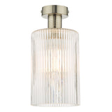 EME4861-E01 Semi Flush Antique Chrome Cylinder Ribbed Glass