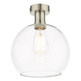 EME4861-E03 Semi Flush Antique Chrome Round Clear Glass