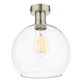 Semi Flush Antique Chrome Round Clear Glass