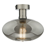 EME4875-E04 Semi Flush Antique Brass Smoked Pumpkin Glass