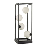 4 Light Table Lamp Matt Black & Opal Glass