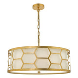 EPS0412 4 Light Pendant Gold With Ivory Shade & Glass Diffuser