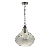 1 Light Pendant Black Chrome And Smoked Glass