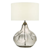 ESA4210 Table Lamp Smoked Glass With White Linen Shade