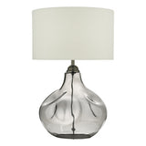Table Lamp Smoked Glass With White Linen Shade