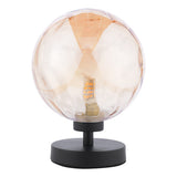 Table Lamp Matt Black Champagne Dimpled 150Mm Glass
