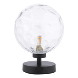 Table Lamp Matt Black Clear Dimpled 150Mm Glass