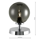 Touch Table Lamp Polished Chrome With Smoked Glass