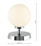 Touch Table Lamp Polished Chrome With Opal Glass
