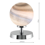 Touch Table Lamp Polished Chrome With Planet Glass