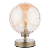 Table Lamp Antique Brass Champagne Dimpled 150Mm Glass