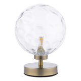 Table Lamp Antique Brass Clear Dimpled 150Mm Glass