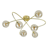 6 Light Semi Flush Polished Gold Champagne Glass