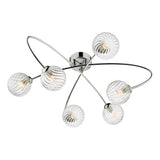 ETT6450 6 Light Semi Flush Polished Chrome Clear Glass
