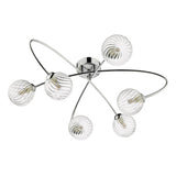 6 Light Semi Flush Polished Chrome Clear Glass