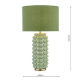 Table Lamp Green Satin Brass With Shade