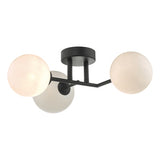 EUA3022 3 Light Wall/Flush Light Black & Opal Glas
