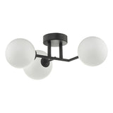 3 Light Wall/Flush Light Black & Opal Glass