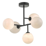 EUA5422 5 Light Semi Flush Black & Opal Glass
