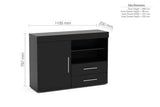 EDG1SBBLK 1 Door 2 Drawer Sideboard Black