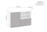 EDG1SBWTG 1 Door 2 Drawer Sideboard White & Grey