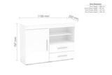 EDG1SBWHT 1 Door 2 Drawer Sideboard White