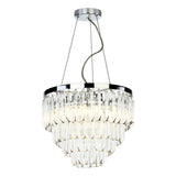 FAM0538 5 Light Pendant Polished Chrome Glass