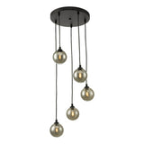 FED0522-01 5 Light Cluster Pendant Black Smoked Glass