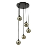 5 Light Cluster Pendant Black Smoked Glass