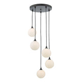 FED0522-02 5 Light Cluster Pendant Black Opal Glass