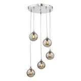 FED0550-01 5 Light Cluster Pendant Polished Chrome Smoked Glass