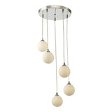 FED0550-02 5 Light Cluster Pendant Polished Chrome Opal Glass