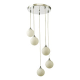 5 Light Cluster Pendant Polished Chrome Opal Glass