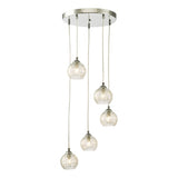 FED0550-09 5 Light Cluster Pendant Polished Chrome Clear/Wire Glass