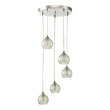 5 Light Cluster Pendant Polished Chrome Clear/Wire Glass